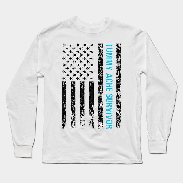 Tummy Ache Survivor flag Long Sleeve T-Shirt by Myartstor 